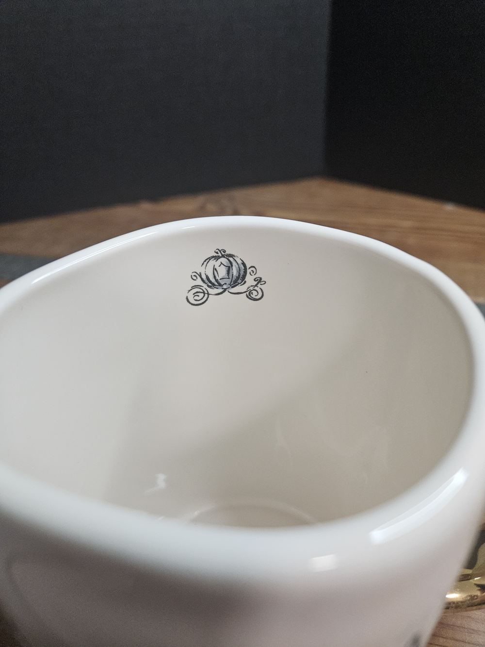 Rae Dunn / Disney White Ceramic Mug with Gold Handle - A Dream Is A Wish - Picture 4 of 6